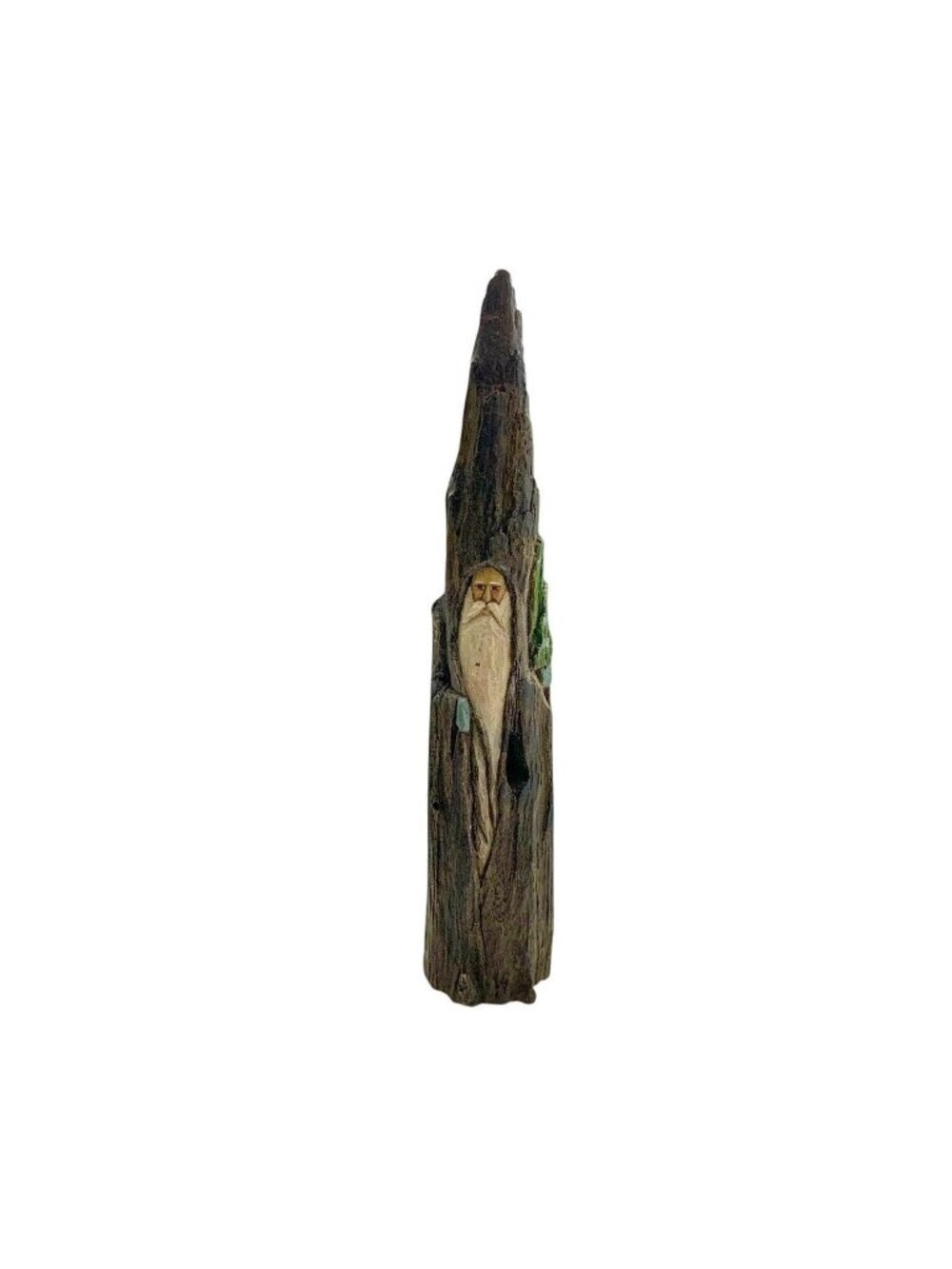 Santa Figurine Carved Wood Look Signed A. Costanza Vintage Folk Art Decor